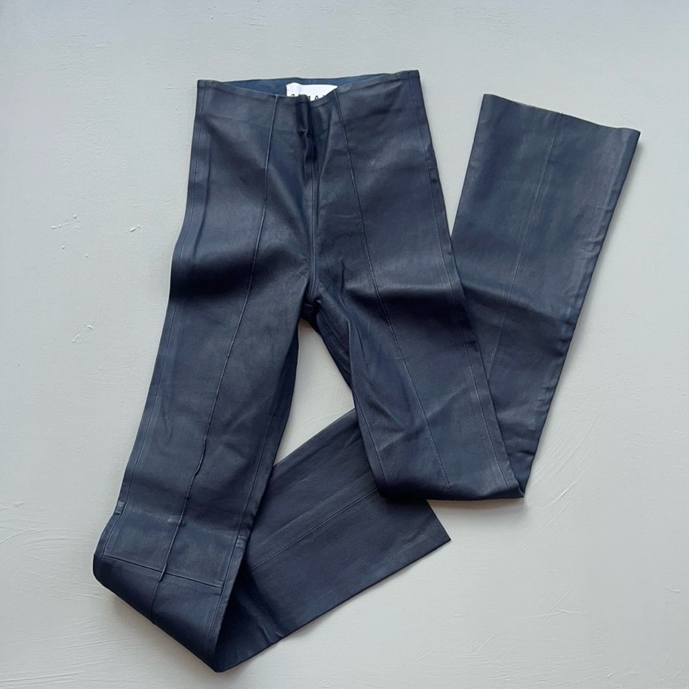 NWT Remain Birger Navy Blue Stretch Leather Pants